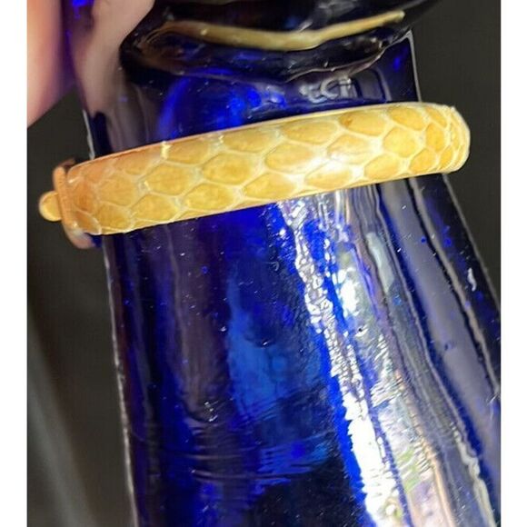 Women's Vintage Yellow Snakeskin Italy Mod. Dep 24KT Gold Plated Bracelet Gucci - Picture 2 of 12